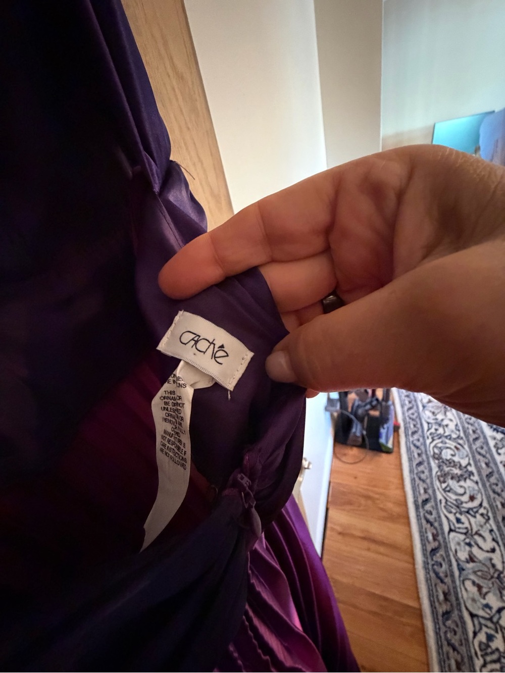 Cache Plunge Halter Ombre Pleated Maxi Dress - Purple - Picture 12 of 13